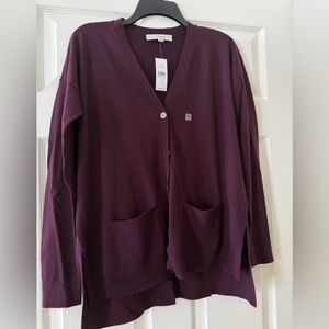 NWT LOFT Women's Burgundy Boyfriend Cardigan